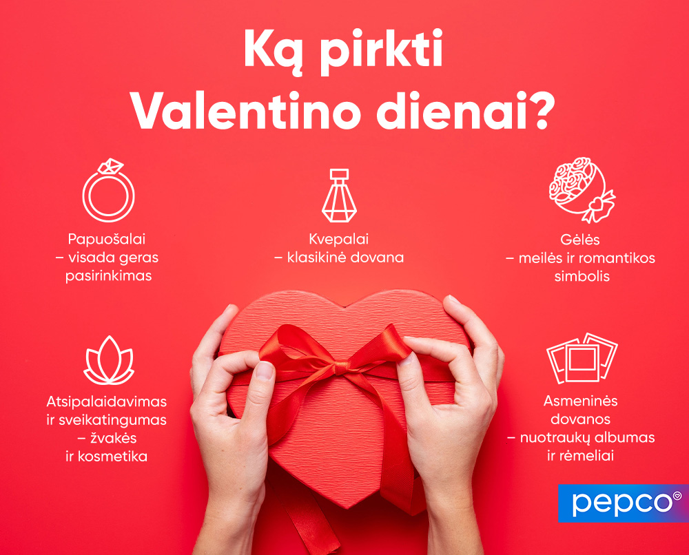 „Pepco“ infografikas "Ką pirkti Valentino dienai?“