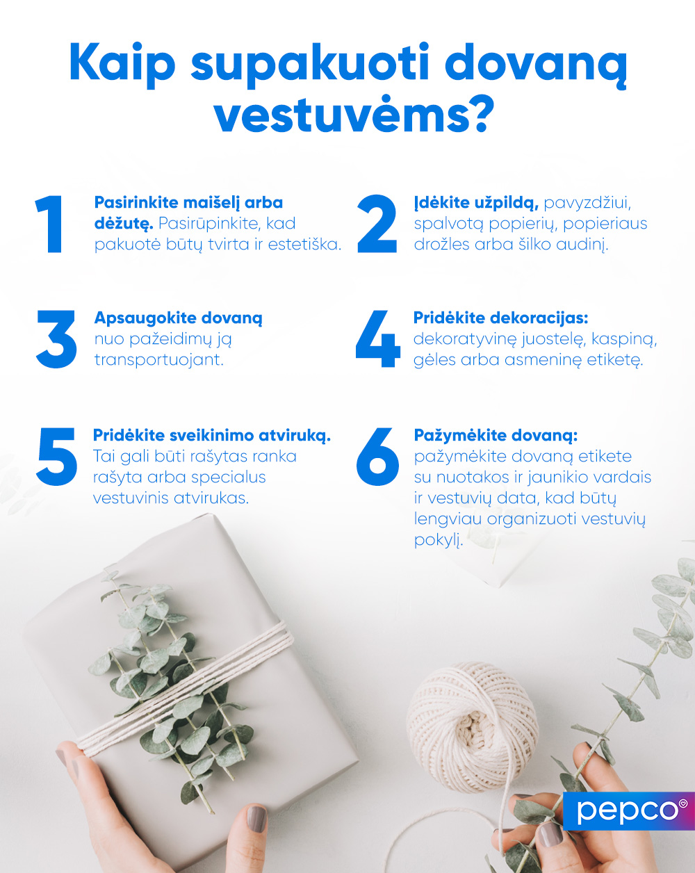 „Pepco“ infografika: kaip supakuoti vestuvinę dovaną