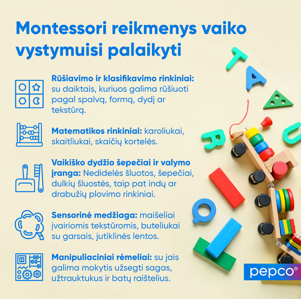 „Pepco“ infografika apie Montessori žaislus