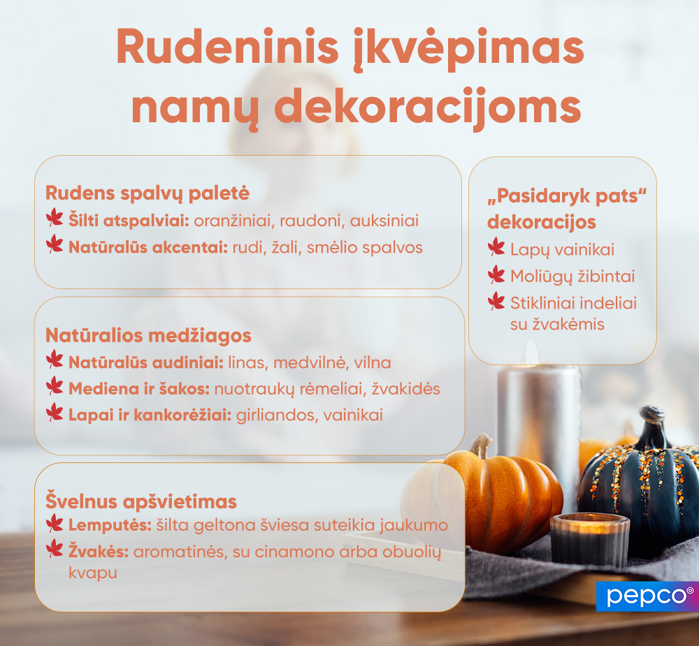 „Pepco“ infografikas apie rudens dekoracijas