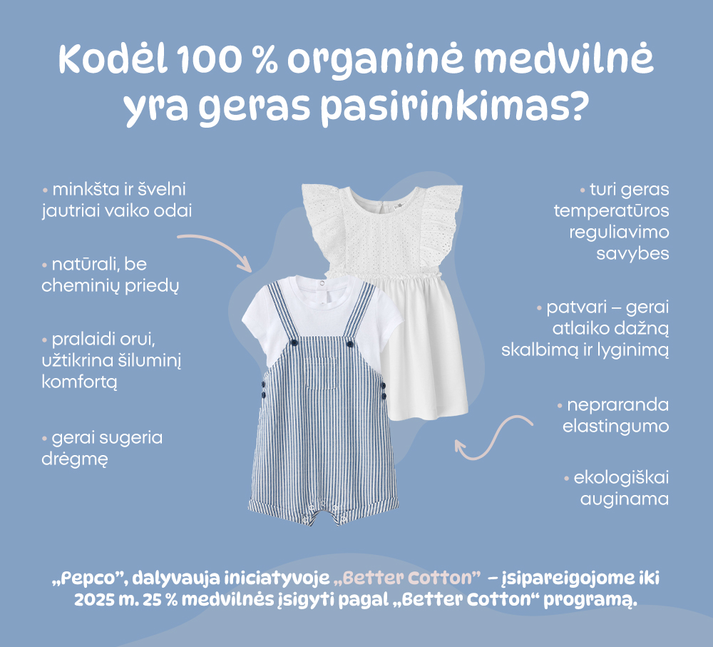 Kodėl 100 % organinė medvilnė yra geras pasirinkimas? 