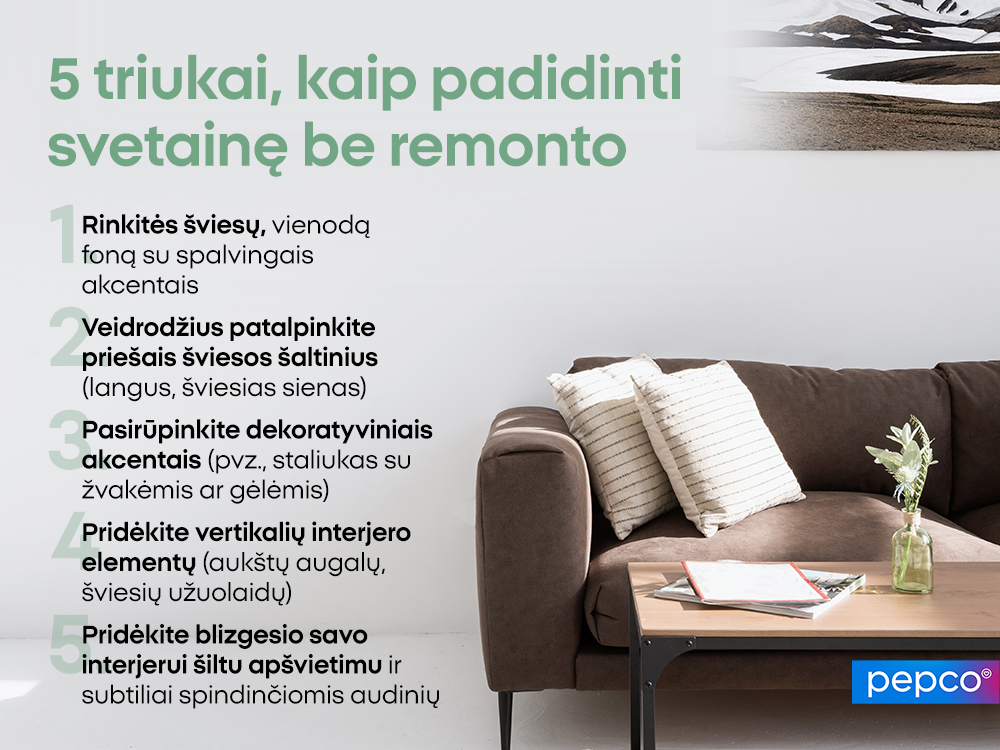 5 triukai, kaip padidinti svetainę be remonto